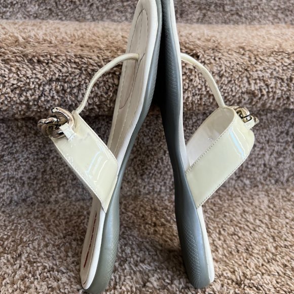 Prada Women's White Patent Leather Thong Sandals - - Picture 10 of 16